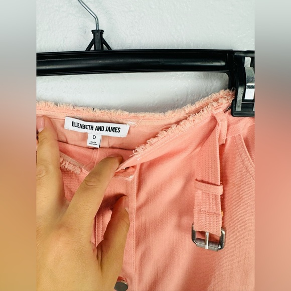 Elizabeth and James Peach Salmon Light Pink Merrit Button Front Midi Skirt - Picture 5 of 9